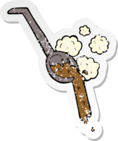 retro distressed sticker of a cartoon pouring gravy png