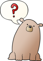cartoon curious bear with speech bubble in smooth gradient style png