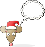 drawn thought bubble cartoon mouse in christmas hat png