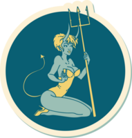 sticker of tattoo in traditional style of a pinup devil girl png