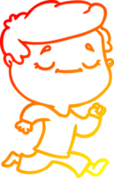 warm gradient line drawing of a cartoon peaceful man running png