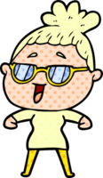 cartoon happy woman wearing spectacles png