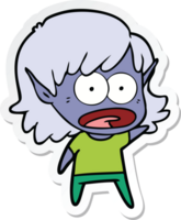 sticker of a cartoon shocked elf girl png