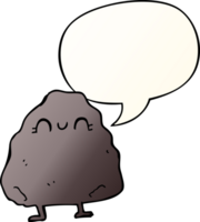 cartoon rock with speech bubble in smooth gradient style png