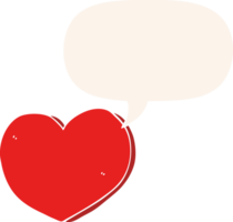 cartoon love heart with speech bubble in retro style png