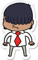 sticker of a cartoon boy with untidy hair png