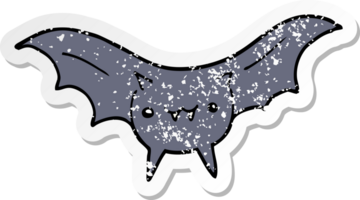 distressed sticker of a cartoon bat png