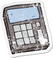 pegatina retro angustiada de una calculadora de dibujos animados png