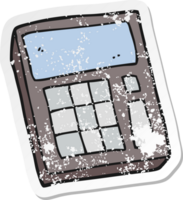 retro distressed sticker of a cartoon calculator png