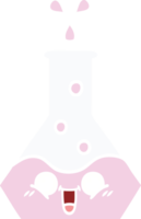 flat color retro cartoon of a science beaker png