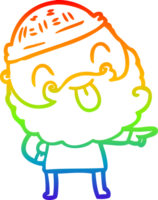 rainbow gradient line drawing of a man with beard sticking out tongue png