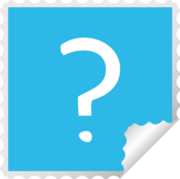 square peeling sticker cartoon of a question mark png