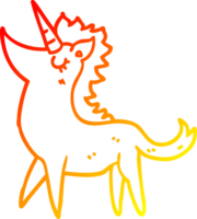 warm gradient line drawing of a cartoon unicorn png