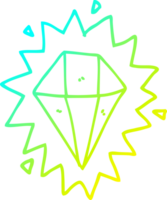 cold gradient line drawing of a cartoon diamond png