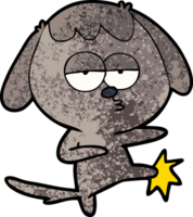 perro aburrido de dibujos animados pateando la pierna png