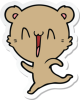 sticker of a happy bear running cartoon png