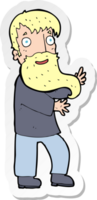 sticker of a cartoon excited bearded man png