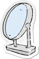retro distressed sticker of a cartoon mirror png