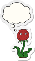 cartoon thistle with thought bubble as a printed sticker png