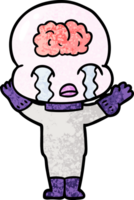 extraterrestre de gran cerebro de dibujos animados llorando png