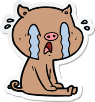 adesivo de um desenho animado de porco chorando png