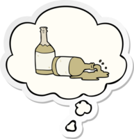 dibujos animados cerveza botellas con pensamiento burbuja como un impreso pegatina png