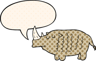 cartoon rhinoceros with speech bubble in comic book style png