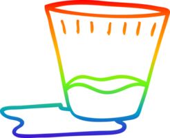 rainbow gradient line drawing of a cartoon spilt drink png