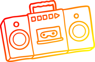 warm gradient line drawing of a cartoon retro cassette tape player png