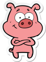 sticker of a happy cartoon pig png