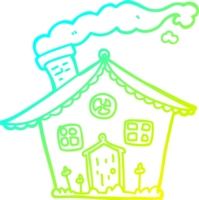 cold gradient line drawing of a cartoon house png