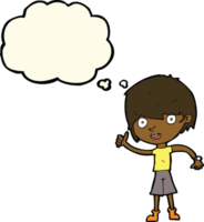 cartoon boy with positive attitude with thought bubble png