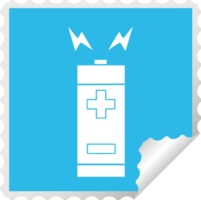 square peeling sticker cartoon of a battery png