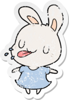 distressed sticker of a cartoon rabbit png