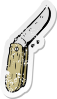 pegatina retro angustiada de un cuchillo plegable de dibujos animados png