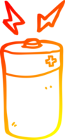 warm gradient line drawing of a cartoon battery png