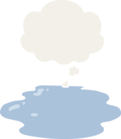 cartoon puddle of water with thought bubble in retro style png