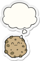 cartoon biscuit with thought bubble as a printed sticker png