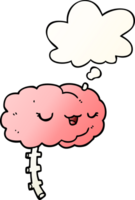 happy cartoon brain with thought bubble in smooth gradient style png