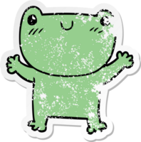 autocollant en détresse d'une grenouille de dessin animé png