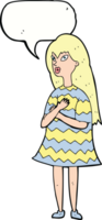 Cartoon überraschtes Mädchen mit Sprechblase png