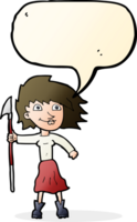 cartoon woman with spear with speech bubble png