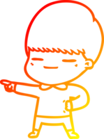 warm gradient line drawing of a cartoon smug boy png