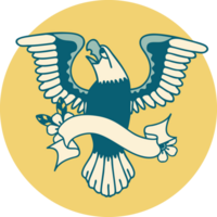 tattoo style icon with banner of an american eagle png