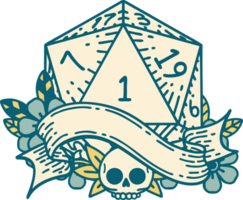 estilo de tatuagem retrô natural um d20 rolo de dados png