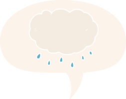 cartoon rain cloud with speech bubble in retro style png