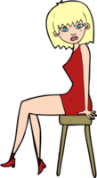 cartoon woman sitting on stool png