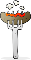 drawn cartoon sausage on fork png