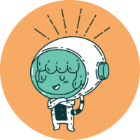 icon of a tattoo style woman in astronaut suit png