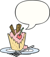 desenho animado saboroso sobremesa com discurso bolha png